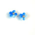 Pair of blue crochet flower earrings on a white background